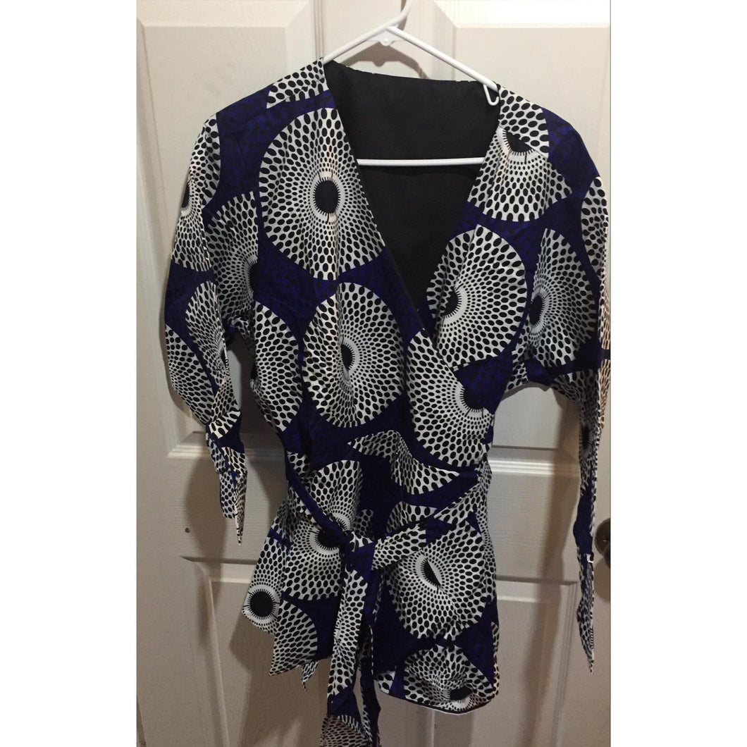 AFRICAN top plus size wax cotton premium 3/4 sleeves// sleeves are longer than model pics